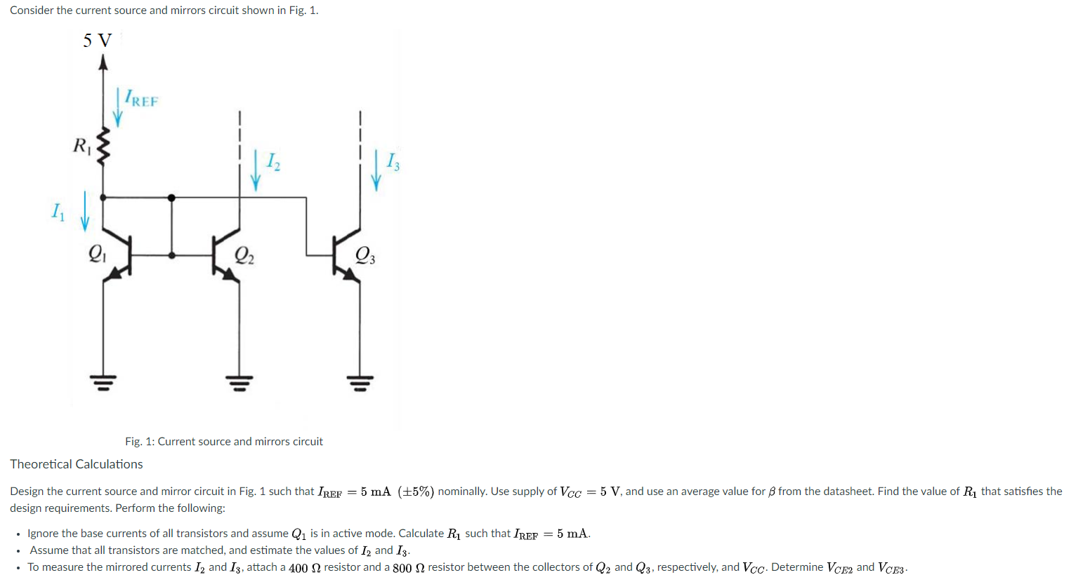 Solved Consider the current source and mirrors circuit shown | Chegg.com