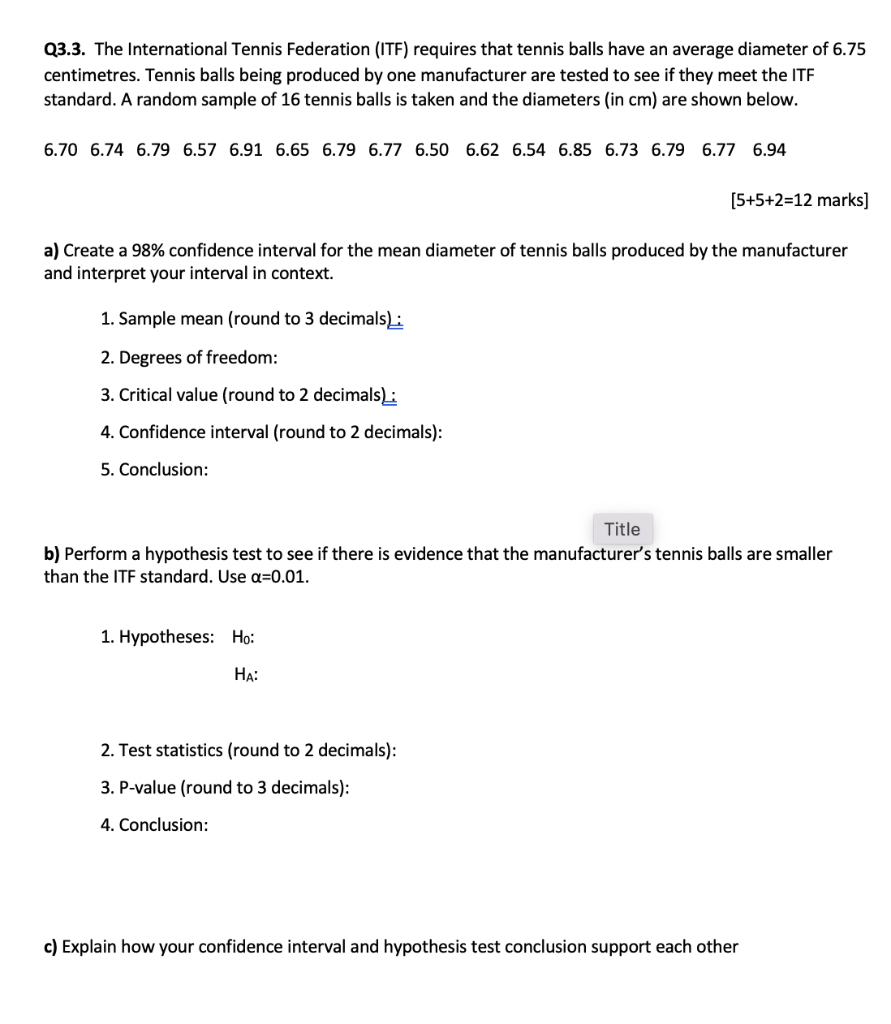 Solved Q3.3. The International Tennis Federation (ITF) | Chegg.com