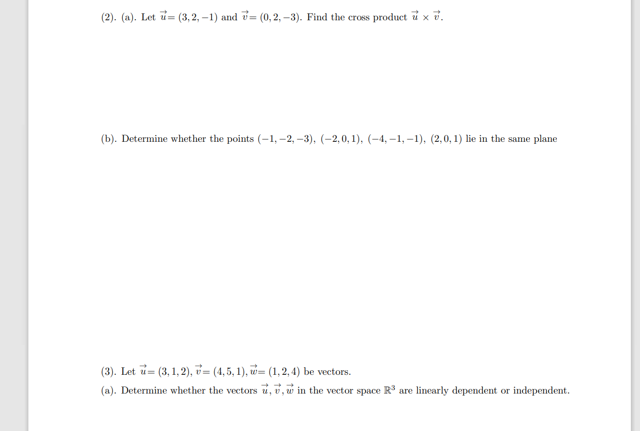 Solved 2 A Let ū3 2 1 And 0 2 3 Find The 1355