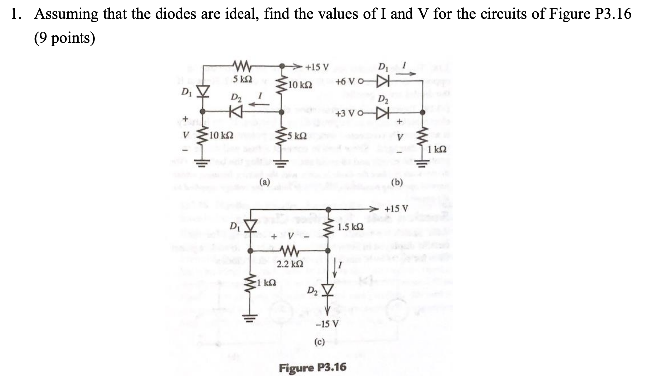 Solved 1. Assuming that the diodes are ideal, find the | Chegg.com