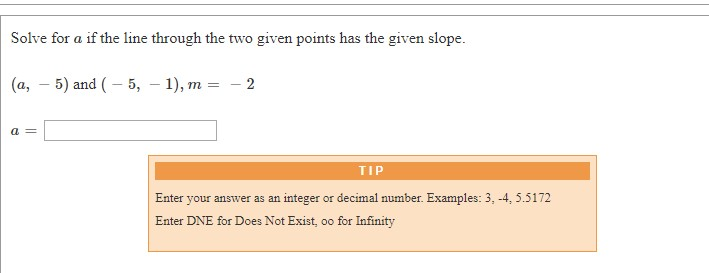 Solved Solve for a if the line through the two given points | Chegg.com