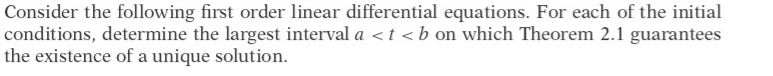 Solved Consider the following first order linear | Chegg.com