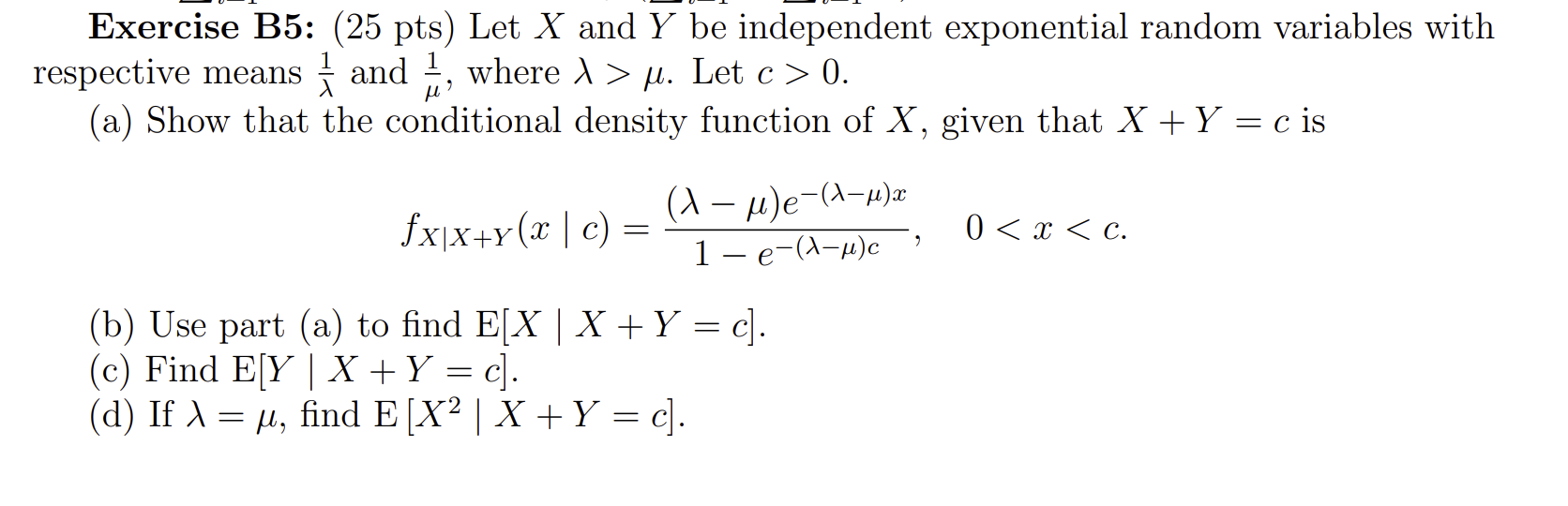 Solved Exercise B5: (25 Pts) Let X And Y Be Independent | Chegg.com