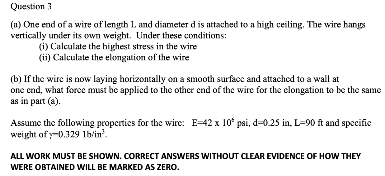 Solved Question 3 (a) One end of a wire of length L and | Chegg.com