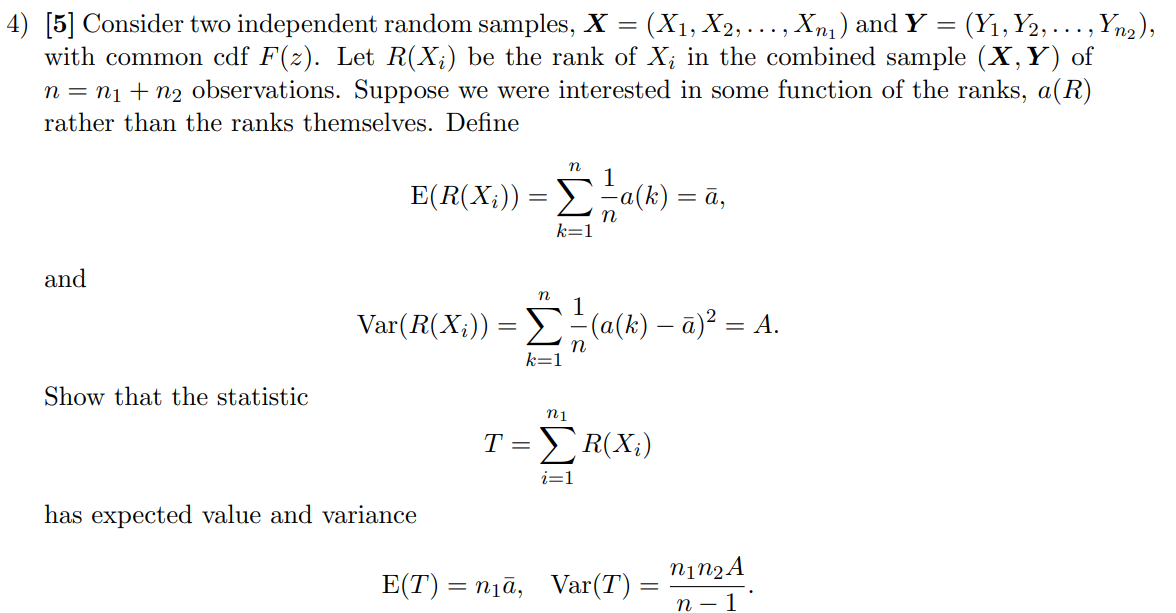 Solved [5] Consider two independent random samples, | Chegg.com