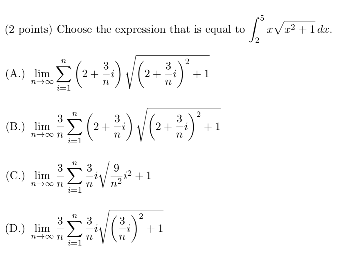 Solved 5 2 Points Choose The Expression That Is Equal To Chegg Com