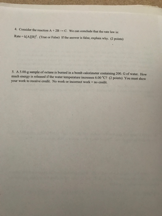 Solved 4. Consider the reaction A + 2B → C, we can conclude | Chegg.com