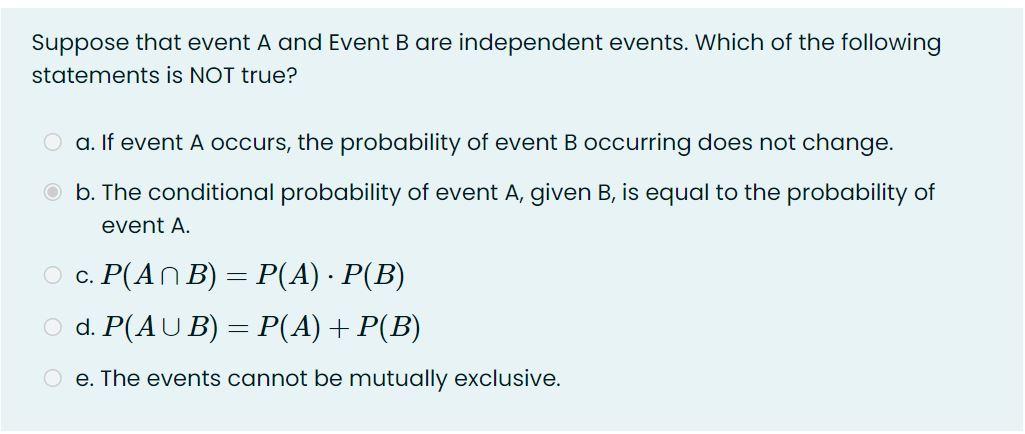 Solved Suppose That Event A And Event B Are Independent | Chegg.com