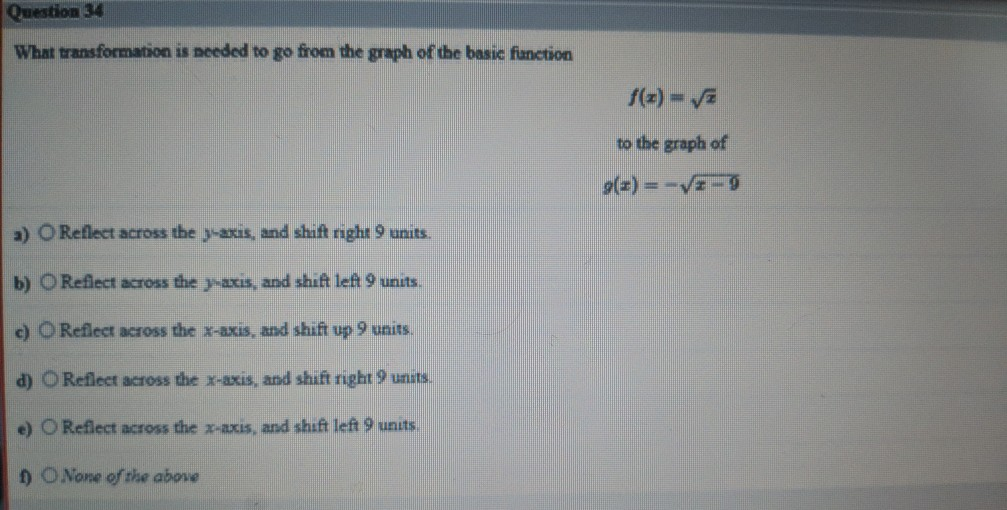 Solved Question 34 What transformation is needed to go from | Chegg.com