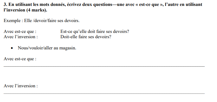 L Inversion French 3. En utilisant les mots donnés, écrivez deux | Chegg.com