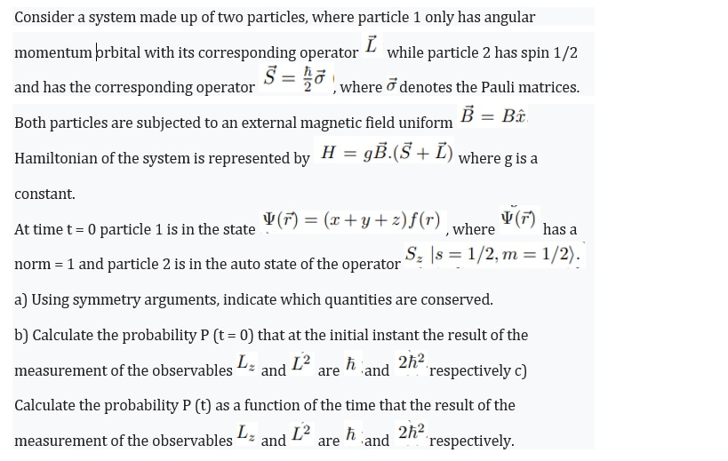 Consider A System Made Up Of Two Particles Where Chegg Com
