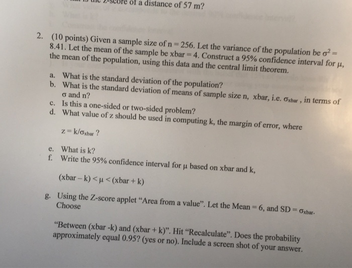 Solved Given a sample size of n = 256. Let the variance of | Chegg.com
