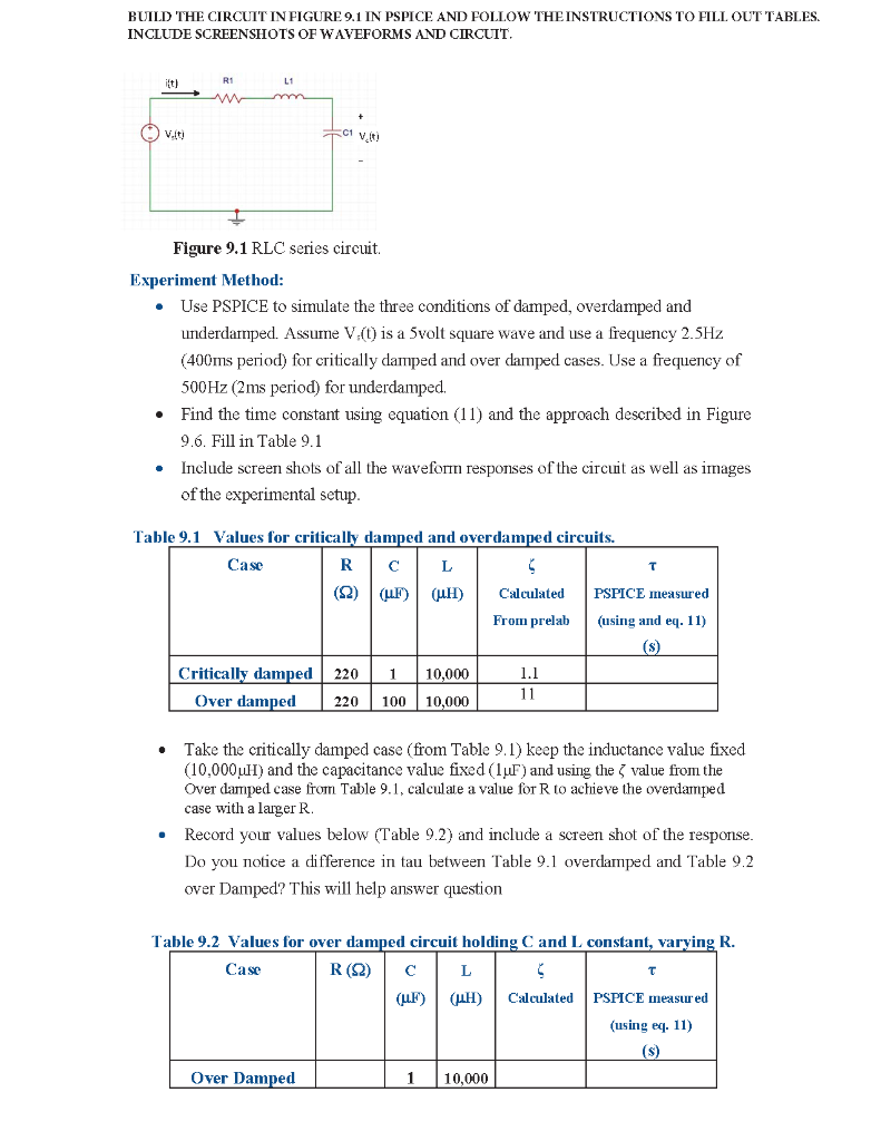 BUILD THE CIRCUIT IN FIGURE 9.1 IN PSPICE AND FOLLOW | Chegg.com