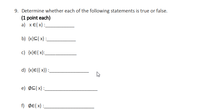 Solved 9. Determine whether each of the following statements | Chegg.com