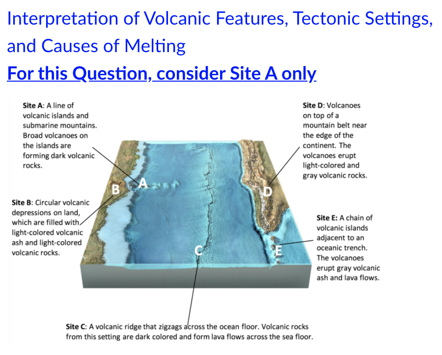 Solved For Site A select all that apply: hot spot volcano | Chegg.com