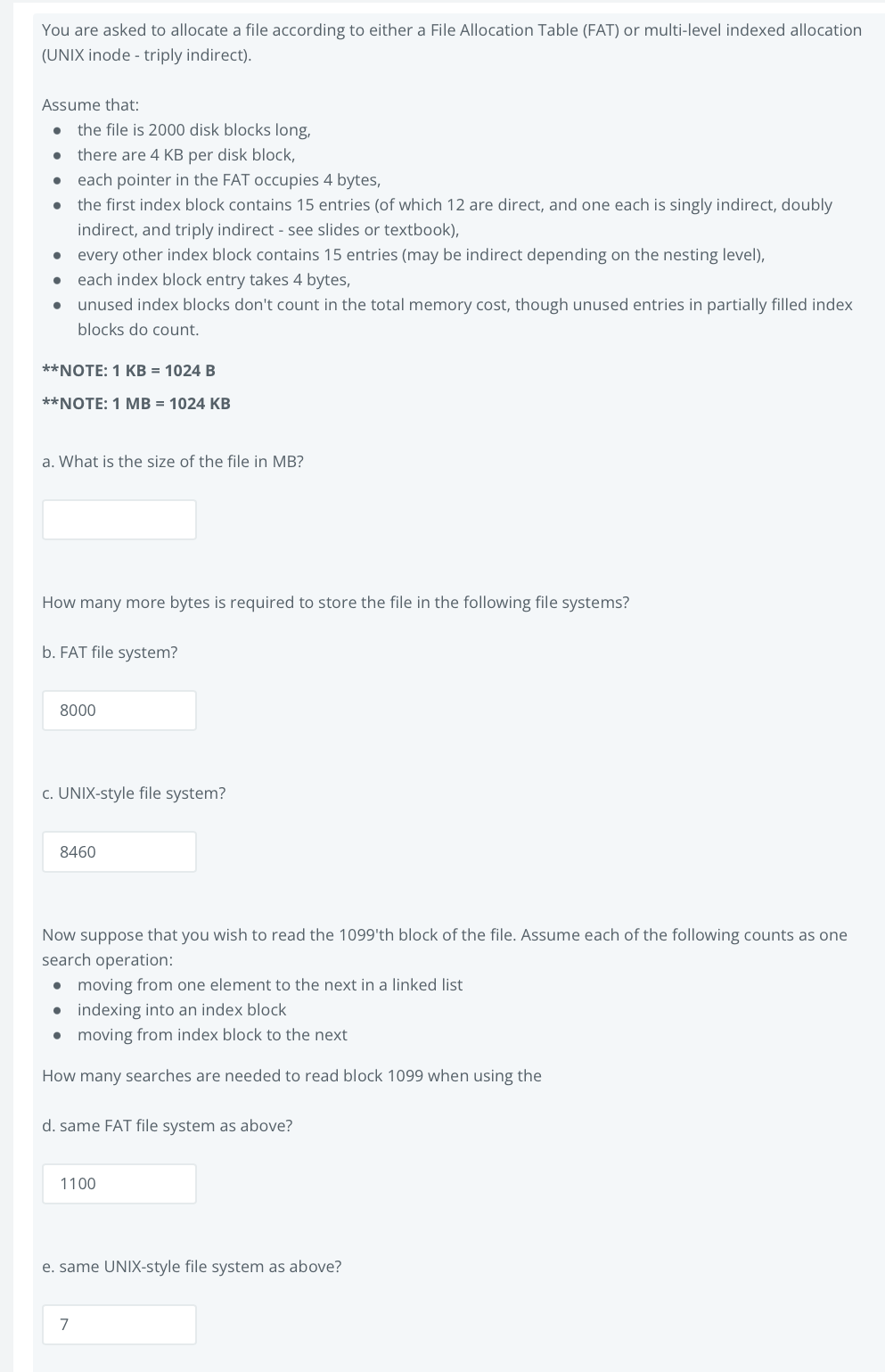 Solved You are asked to allocate a file according to either | Chegg.com
