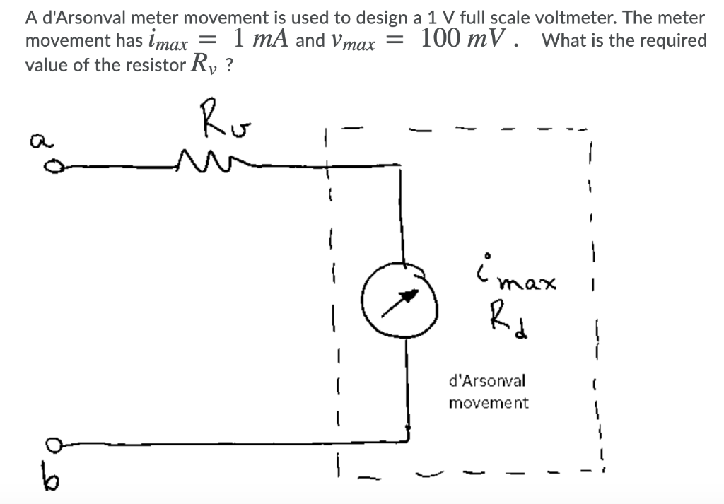 Solved A d'Arsonval meter movement is used to design a 1 V | Chegg.com