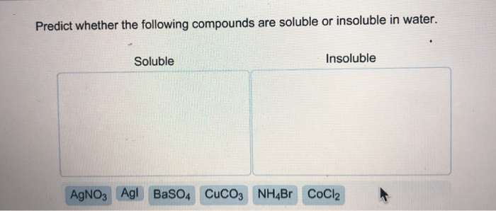 Solved Predict whether the following compounds are soluble Chegg