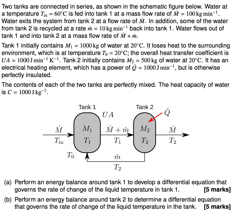 Solved = Two tanks are connected in series, as shown in the | Chegg.com