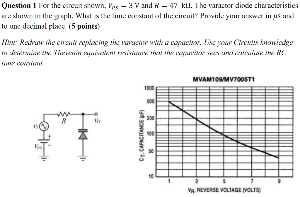 Solved Question 1 For the circuit shown, Vps = 3 V and R =