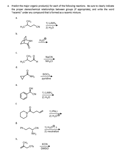 Solved 4. Predict the major organic product(s) for each of | Chegg.com