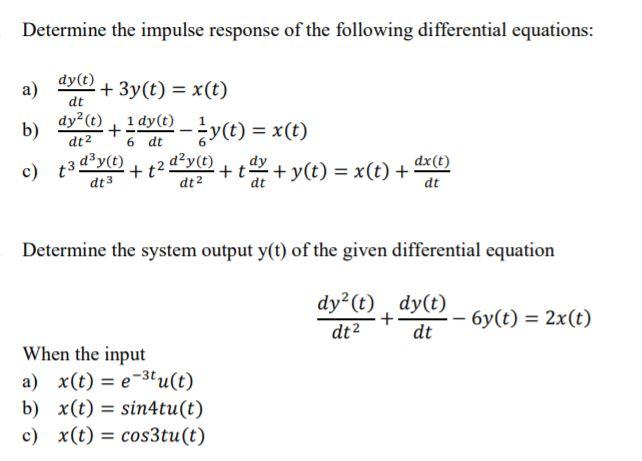 Solved Determine the impulse response of the following | Chegg.com