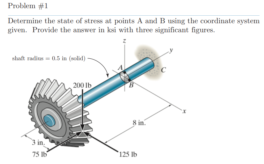 Solved Problem #1 Determine the state of stress at points A | Chegg.com