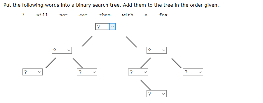 Solved Put the following words into a binary search tree. | Chegg.com