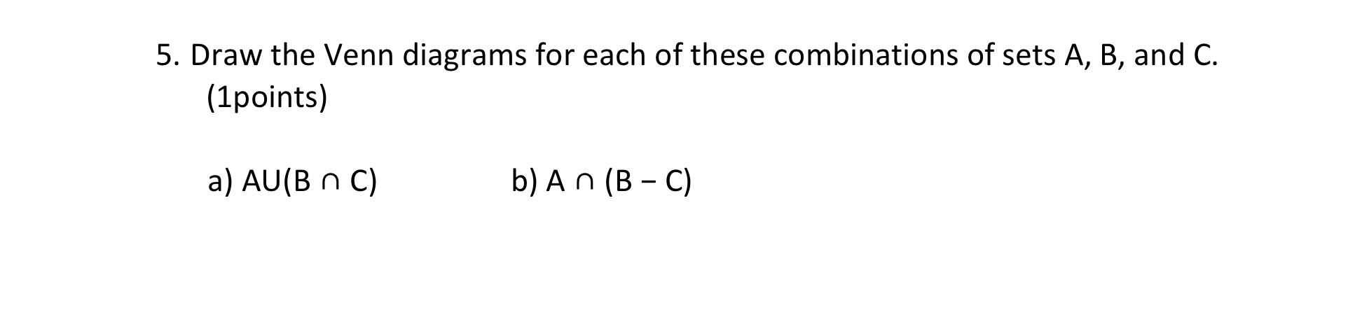 Solved 5. Draw The Venn Diagrams For Each Of These | Chegg.com