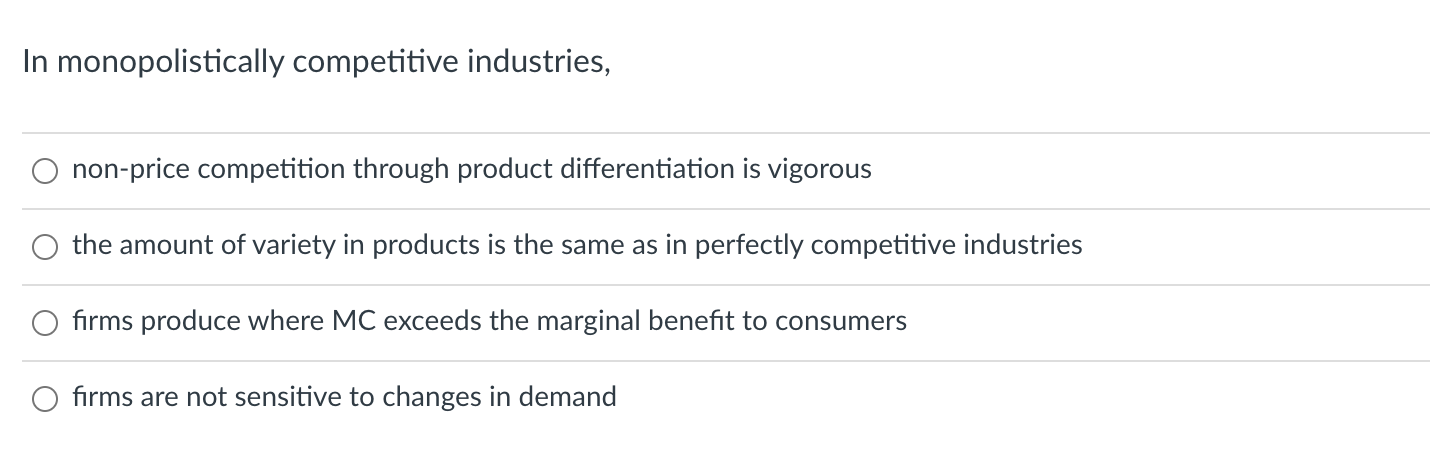 Solved One difference between perfect competition and | Chegg.com