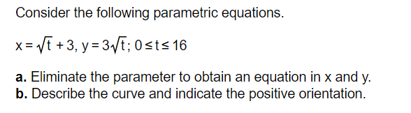 Solved Consider the following parametric | Chegg.com