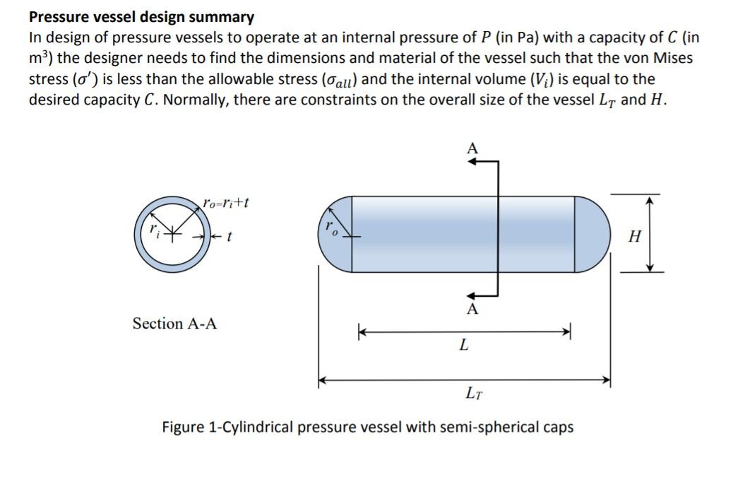 Solved Pressure vessel design summary In design of pressure