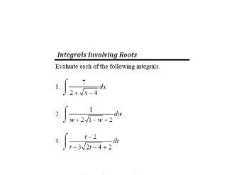 Solved Integrals involving Roots Evaluate each of the | Chegg.com