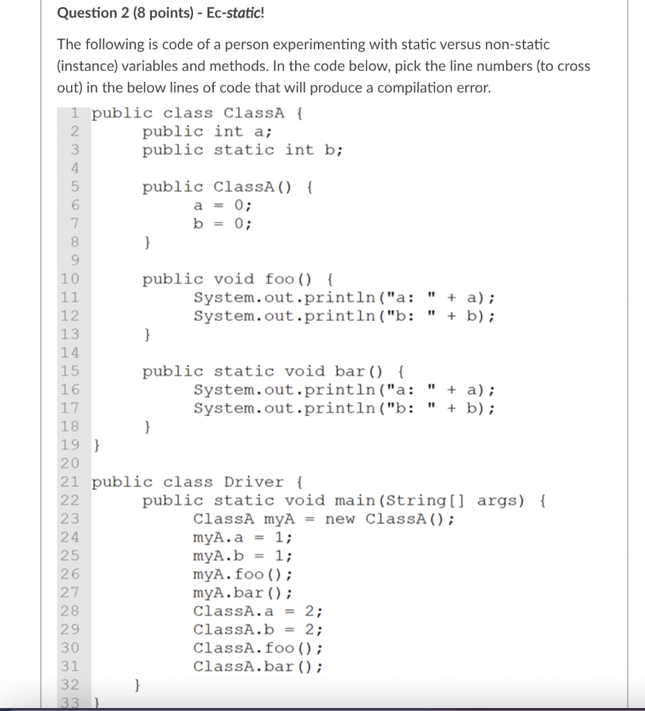 Solved 11 + B); Question 2 (8 Points) - Ec-static! The | Chegg.com