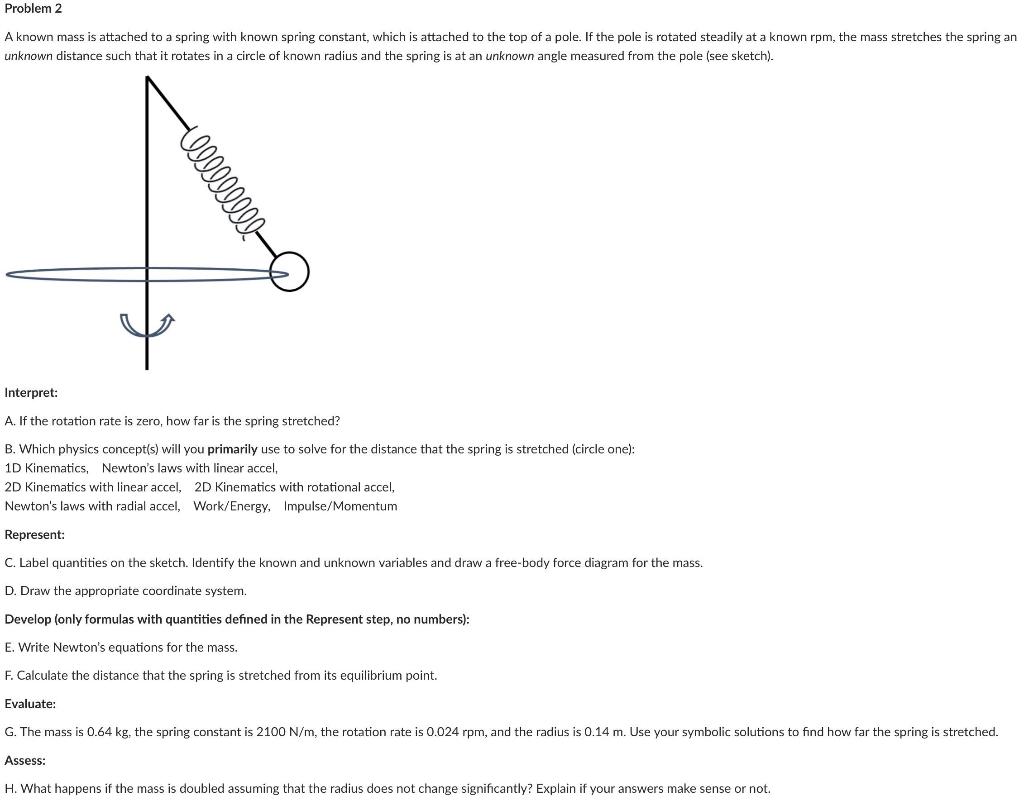 Solved Problem 2 A known mass is attached to a spring with | Chegg.com