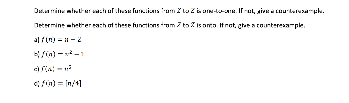 Solved Determine Whether Each Of These Functions From Z To Z 2264
