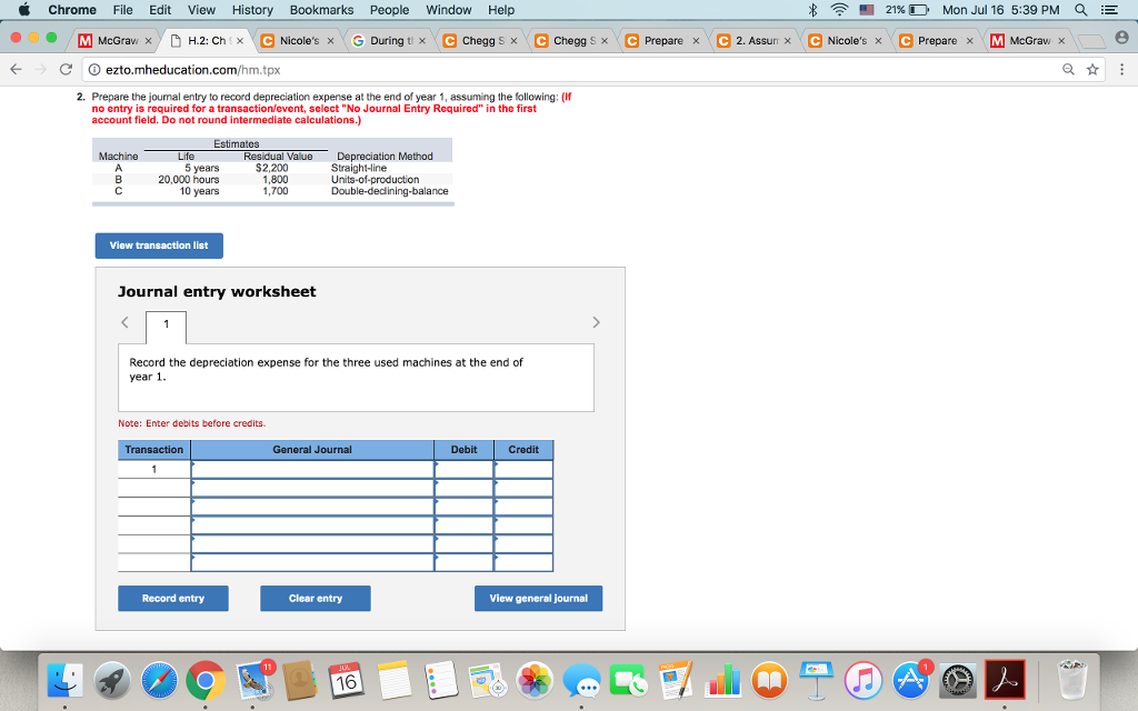 Prepare the journal entry to record depreciation