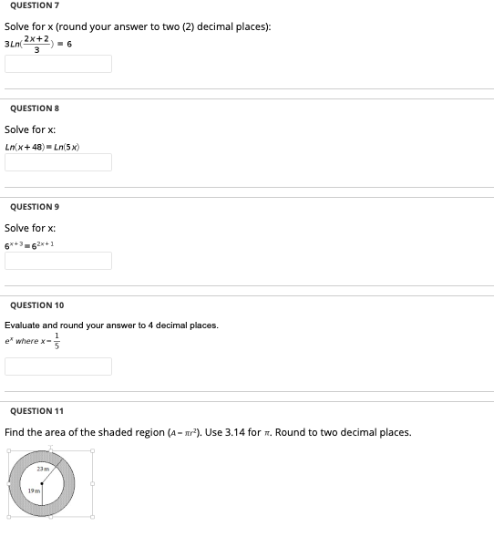 Solved QUESTION 7 Solve for x (round your answer to two (2) | Chegg.com