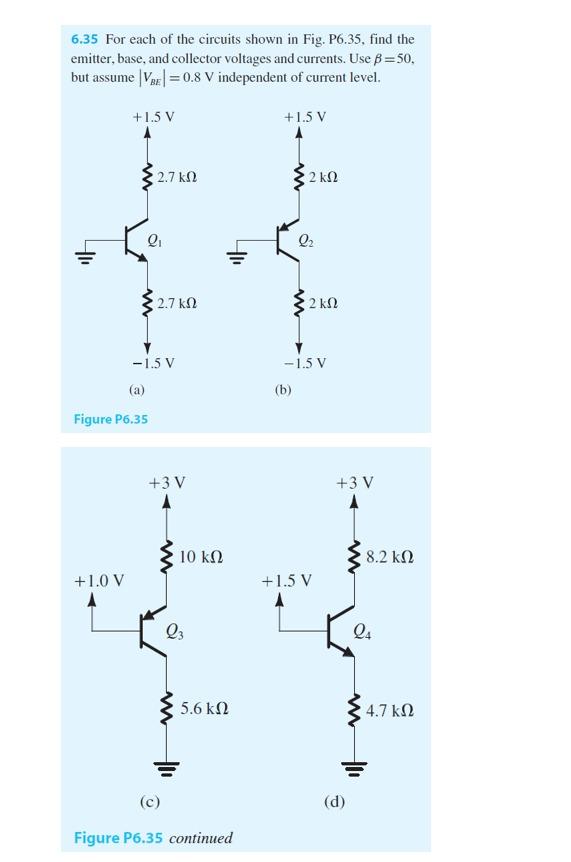 Solved 6.35 For each of the circuits shown in Fig. P6.35, | Chegg.com