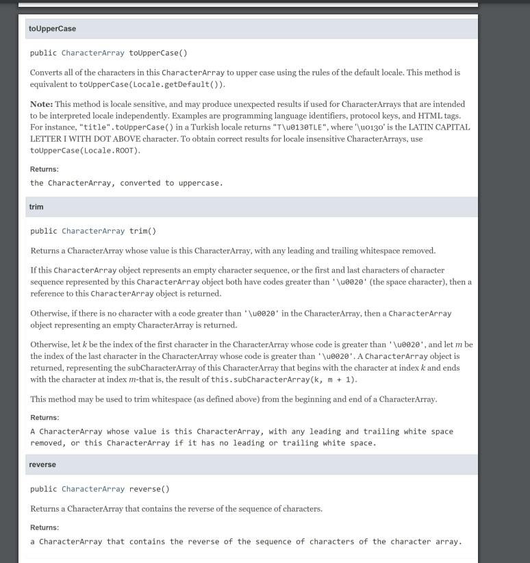 Solved Specification CharacterArray is a class that allows | Chegg.com