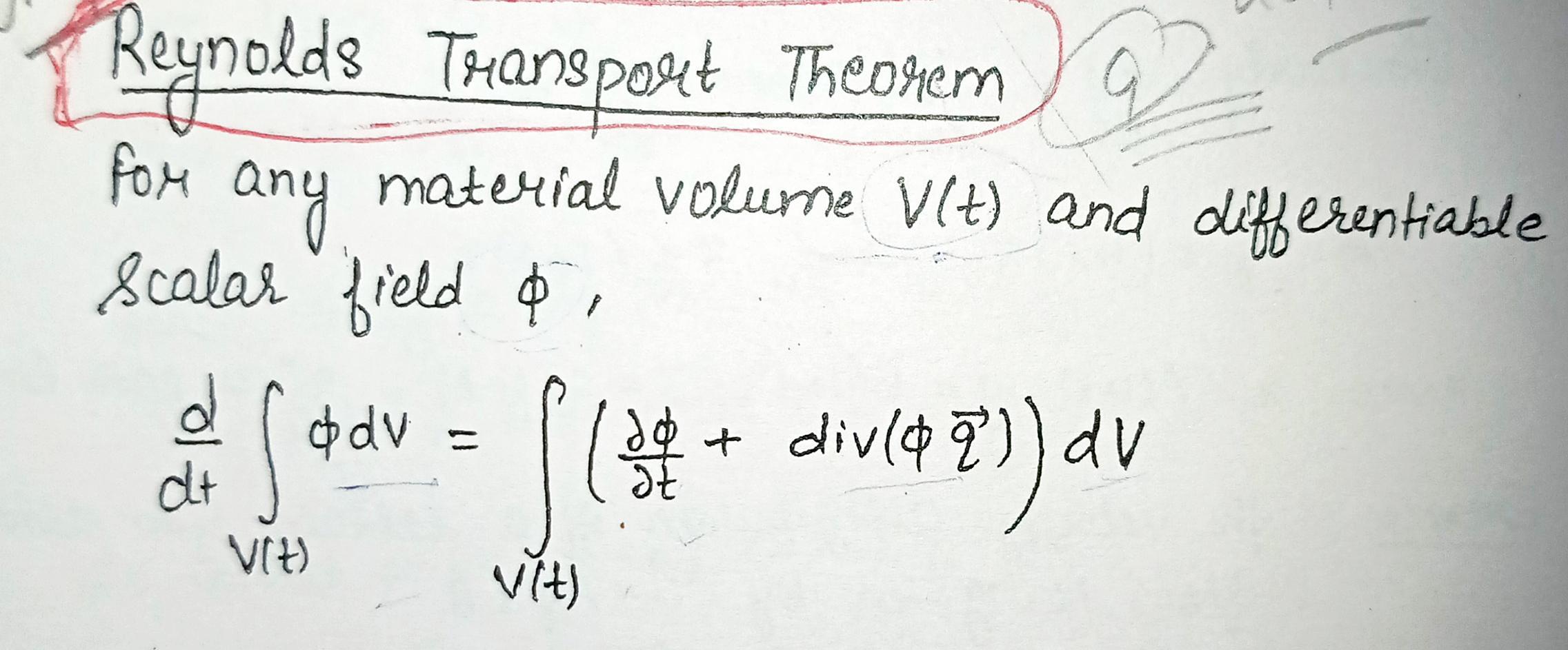 Solved Reynolds Transport Theorem 19 For Any Material Volume | Chegg.com