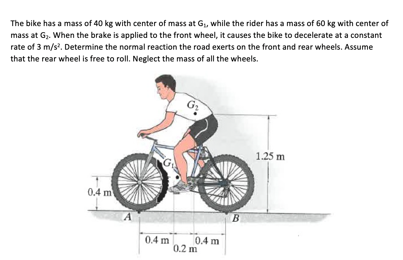 Solved The bike has a mass of 40 kg with center of mass at - Php2mOPi8