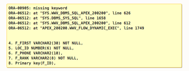 Data base table creating using APEX SQL,i have | Chegg.com