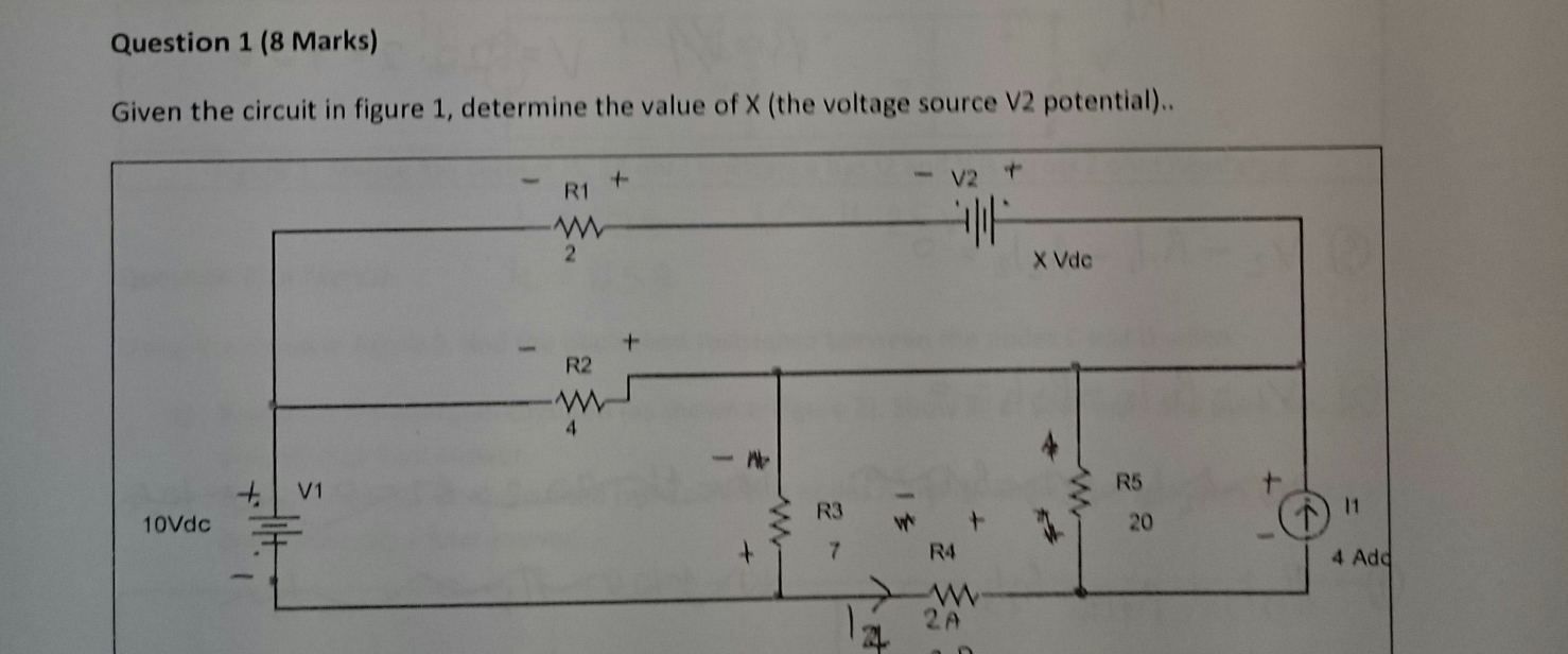 Solved Given the circuit in figure 1 , determine the value | Chegg.com