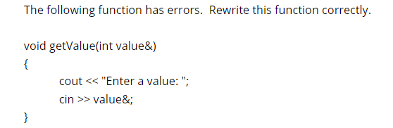 Solved The following function has errors. Rewrite this | Chegg.com
