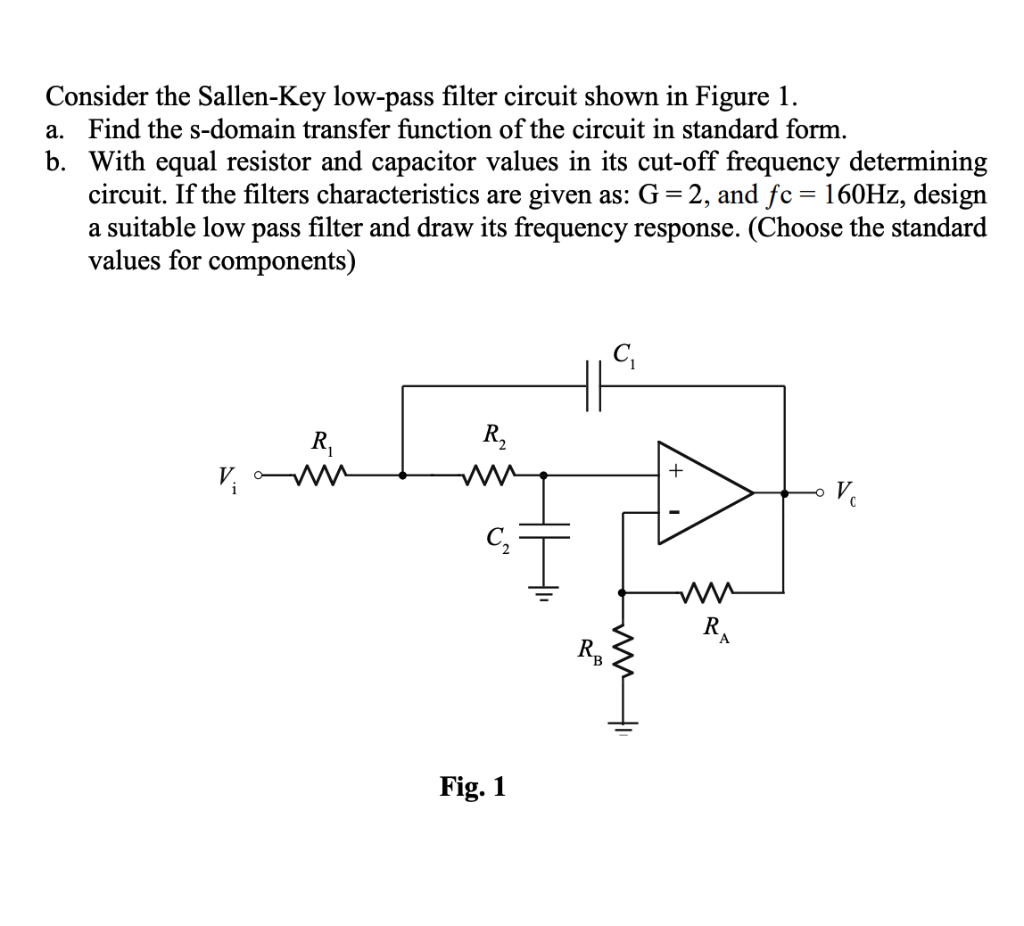 Solved Consider the Sallen-Key low-pass filter circuit shown | Chegg.com