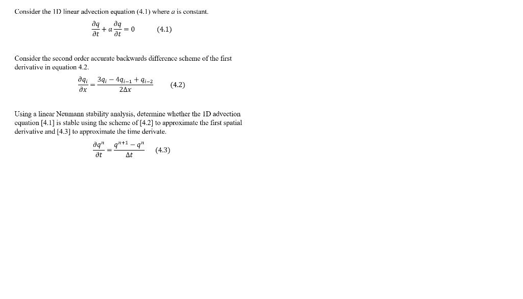 Solved Consider The 1d Linear Advection Equation 41 5128