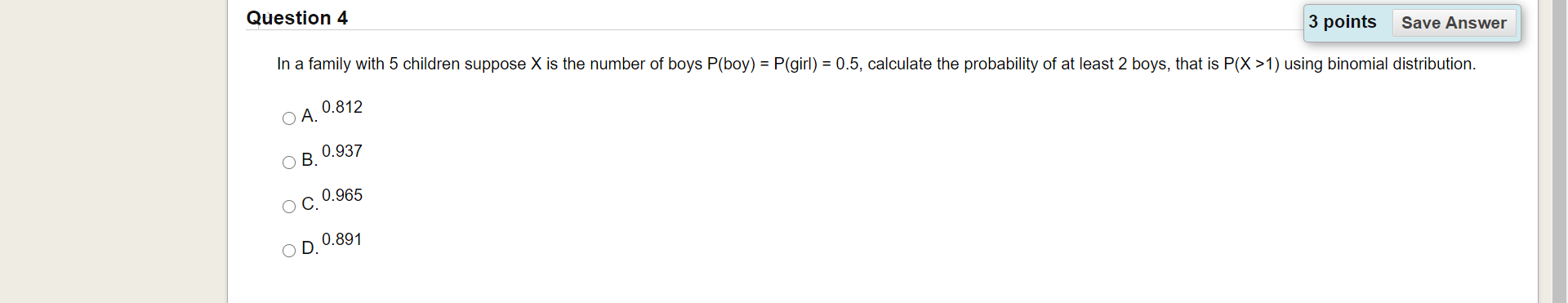 Solved Question 4 3 points Save Answer In a family with 5 | Chegg.com