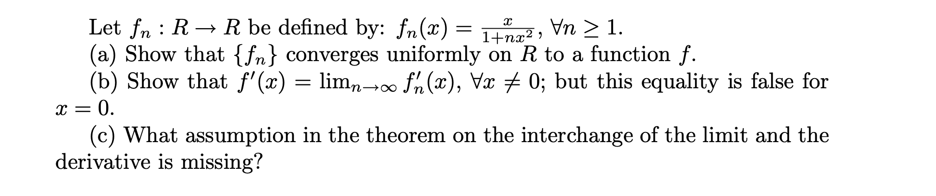 Solved 2 Let fn: R + R be defined by: fn(x) = In > 1. 1+nx2, | Chegg.com