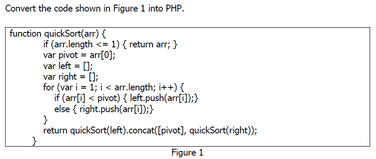 Solved Convert the code shown in Figure 1 into PHP. function | Chegg.com